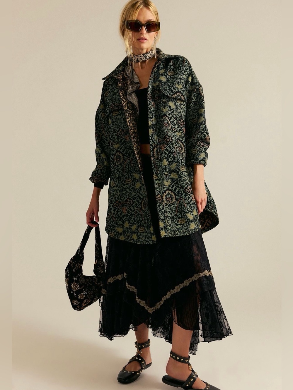 NWT We The Free Tapestry Fog Jacquard Shirt Jacket